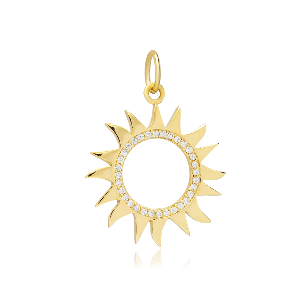 Sun Design Hollow Sterling Silver Charm Pendant Silver Jewelry