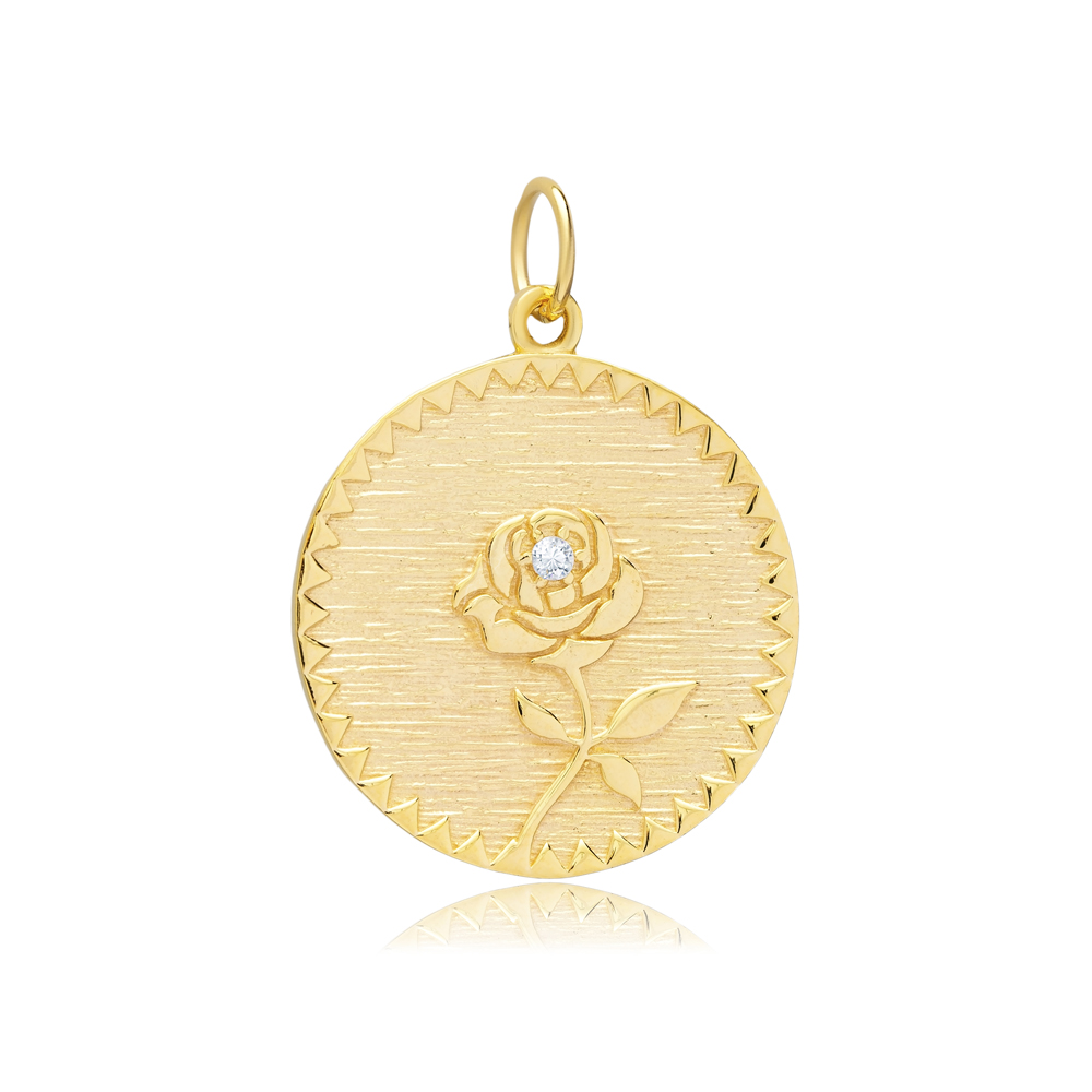 Round Design Rose Symbol Pendant Wholesale Silver Jewelry