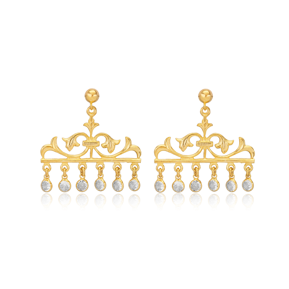 Chandelier Design Shaker Stud Jewelry 22K Gold Earrings