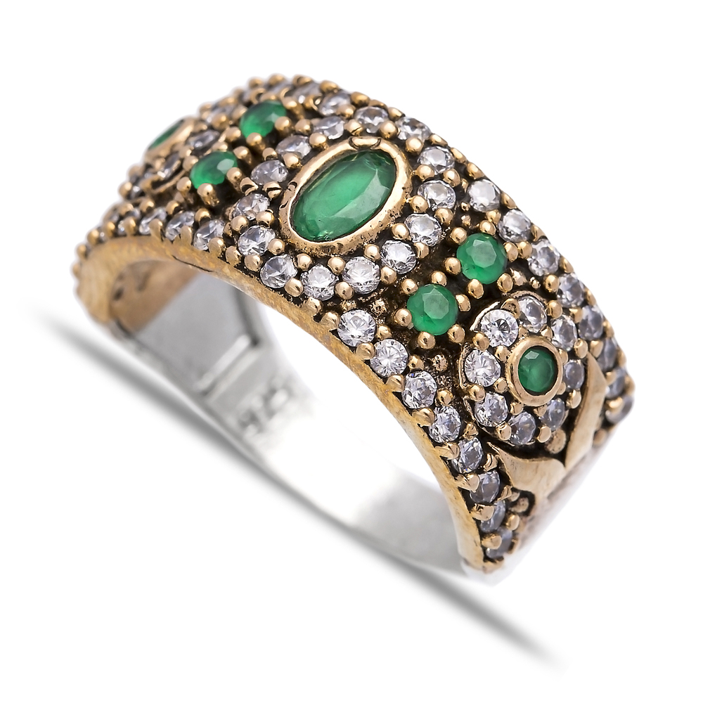 Emerald CZ Stone Wholesale Silver Band Authentic Rings