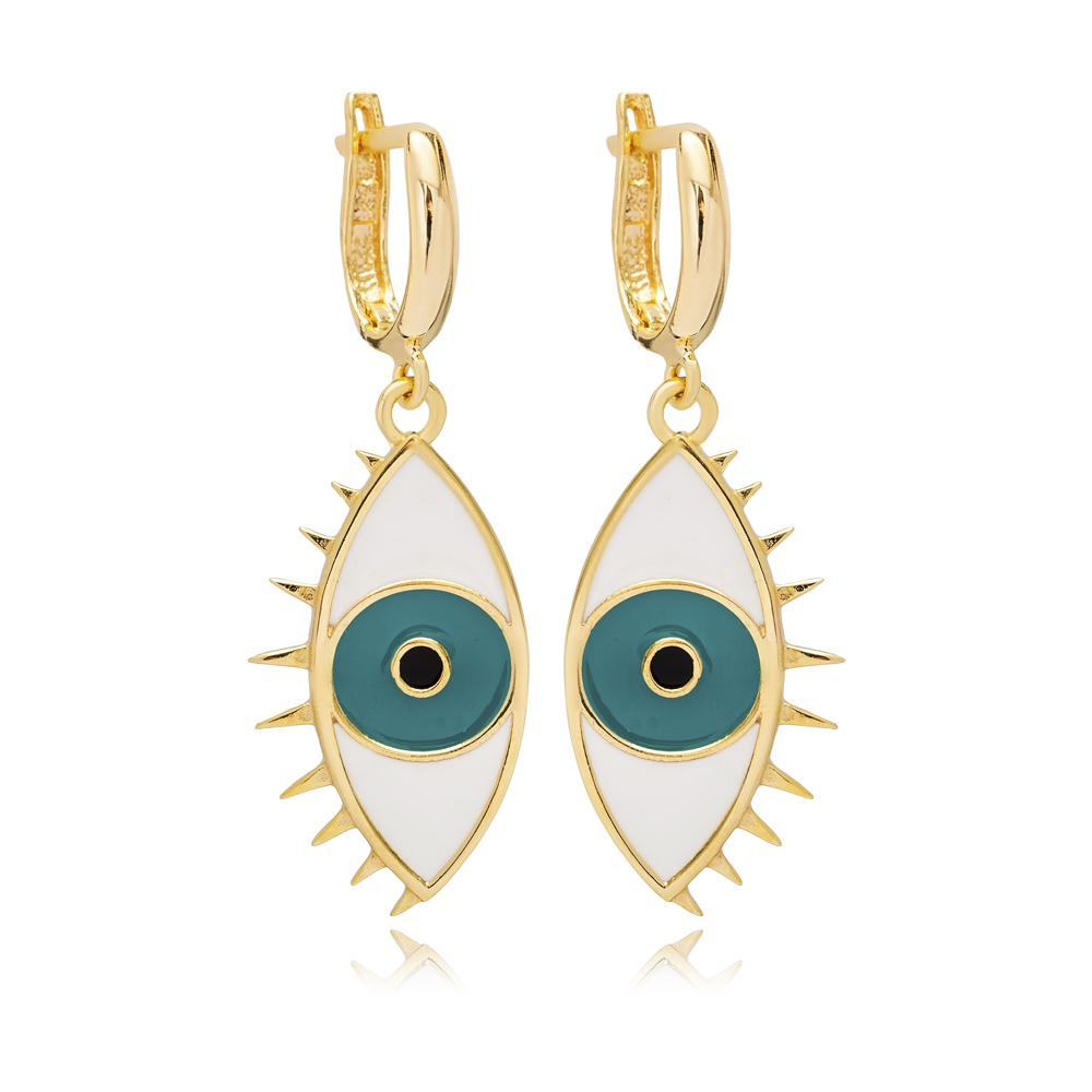 Evil Eye Shape Enamel Wholesale 925 Silver Dangle Earrings