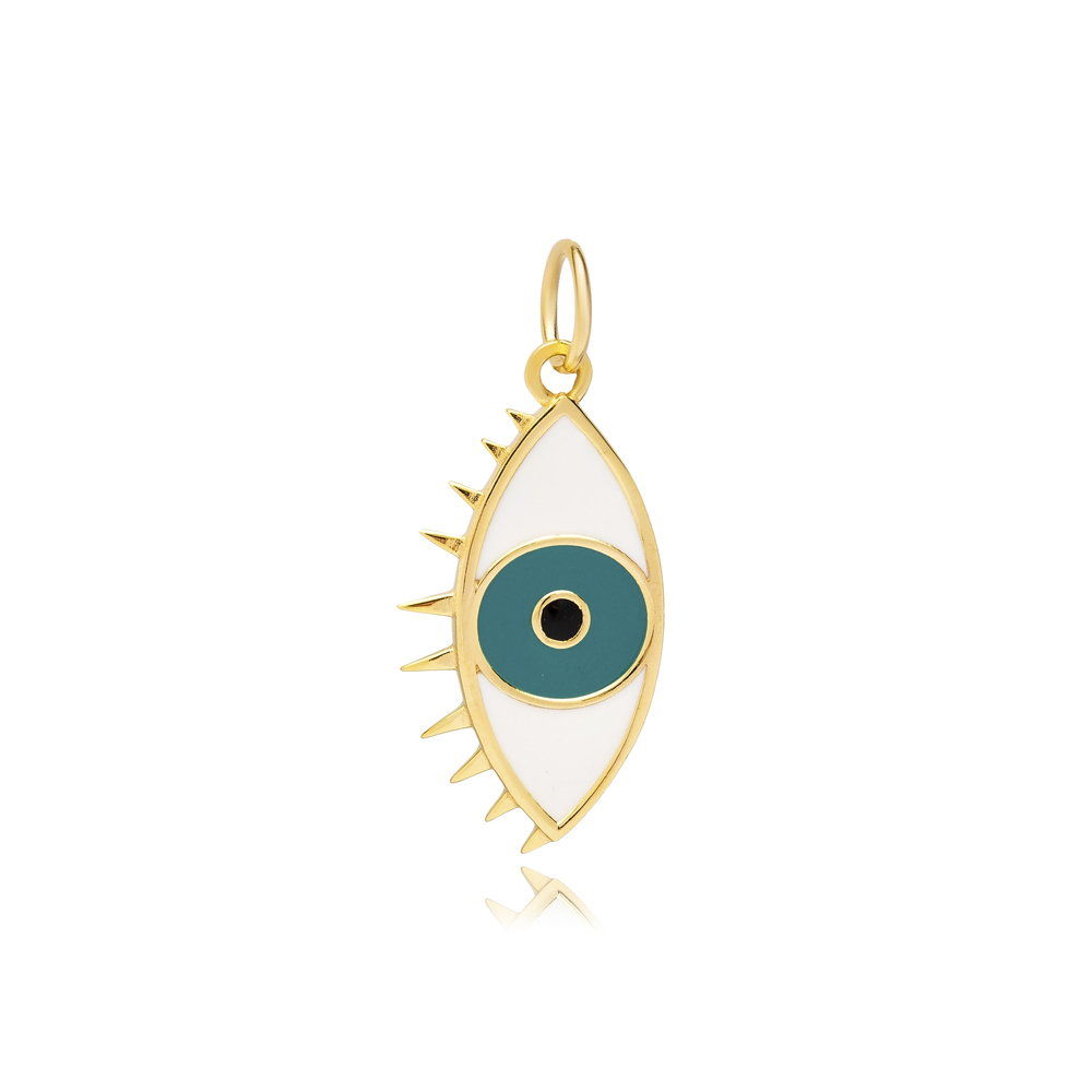 Elegant Evil Eye Charm Sterling Silver Jewelry Pendant