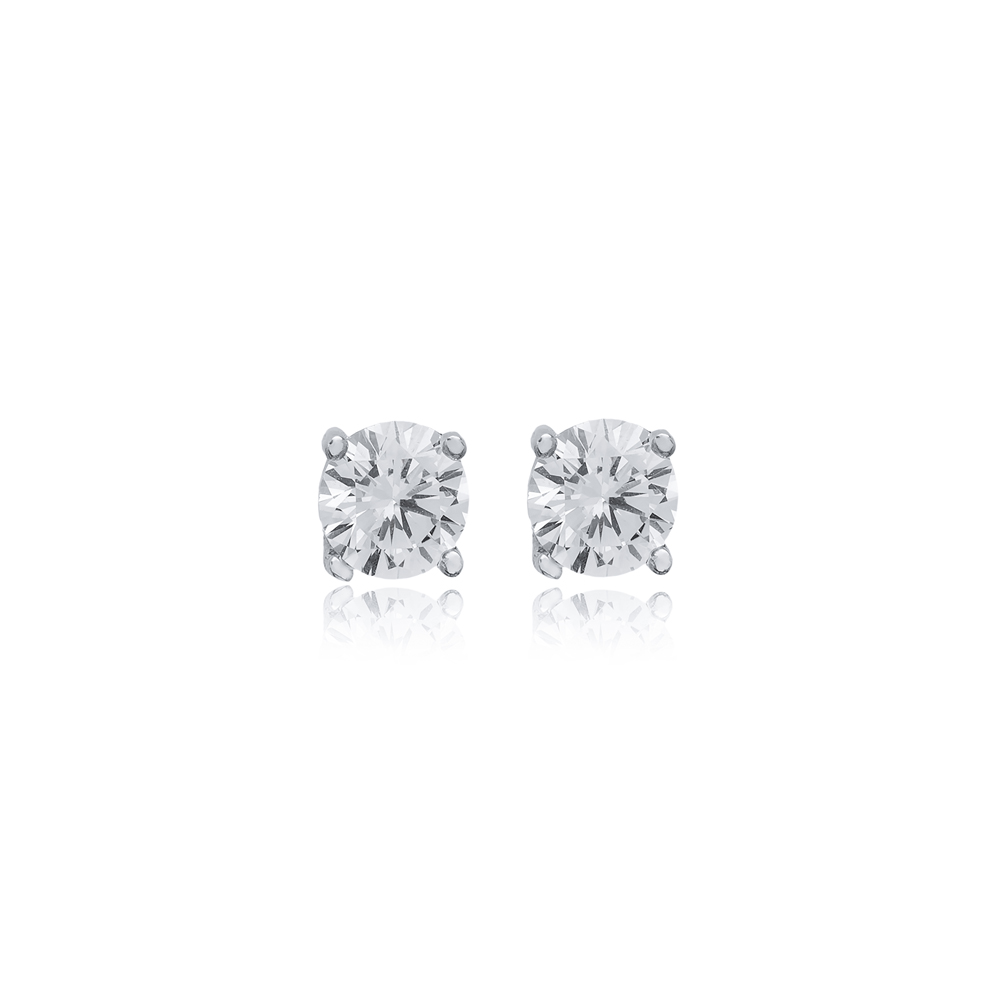 Clear CZ Round Design 5 mm 925 Sterling Silver Stud Earrings