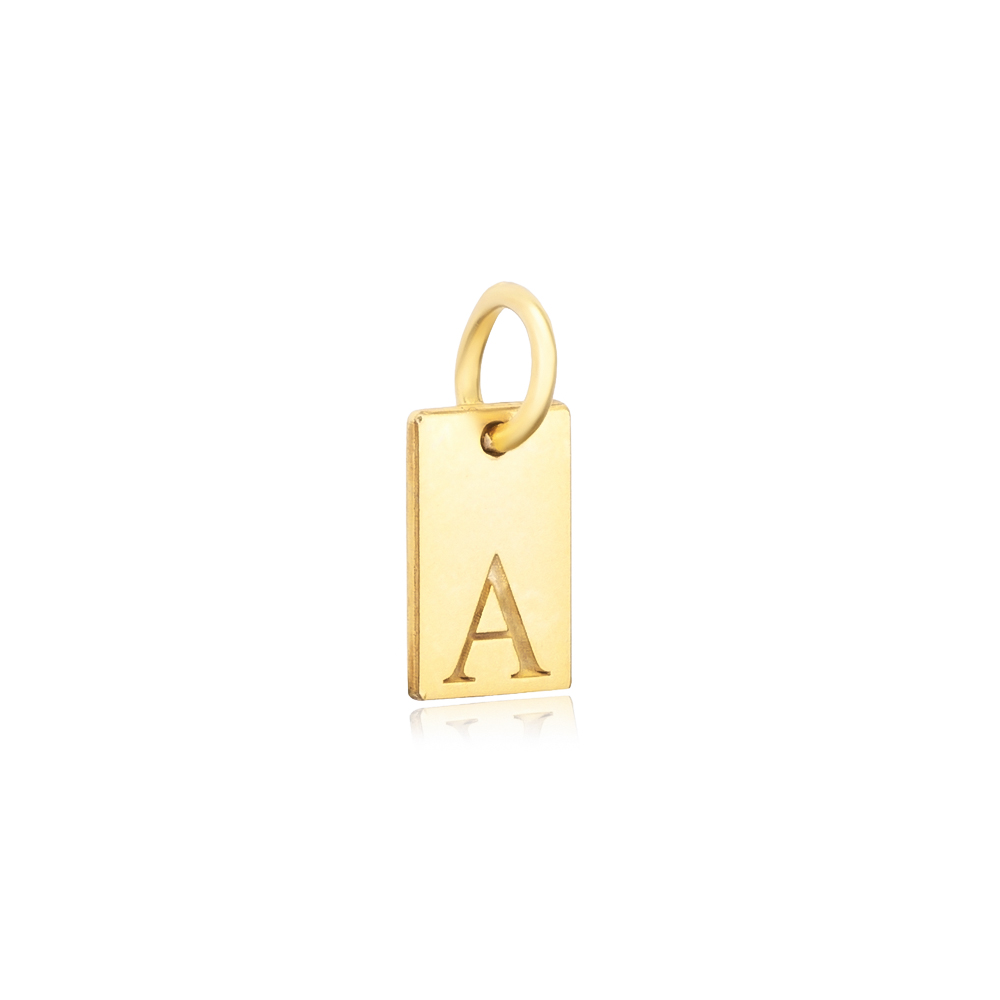 Plain Tag Letter Charm 925 Sterling Silver Pendant