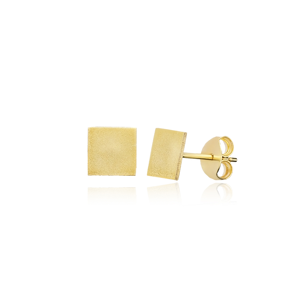 Minimalist Geometric Square Shape Plain Silver Stud Earrings