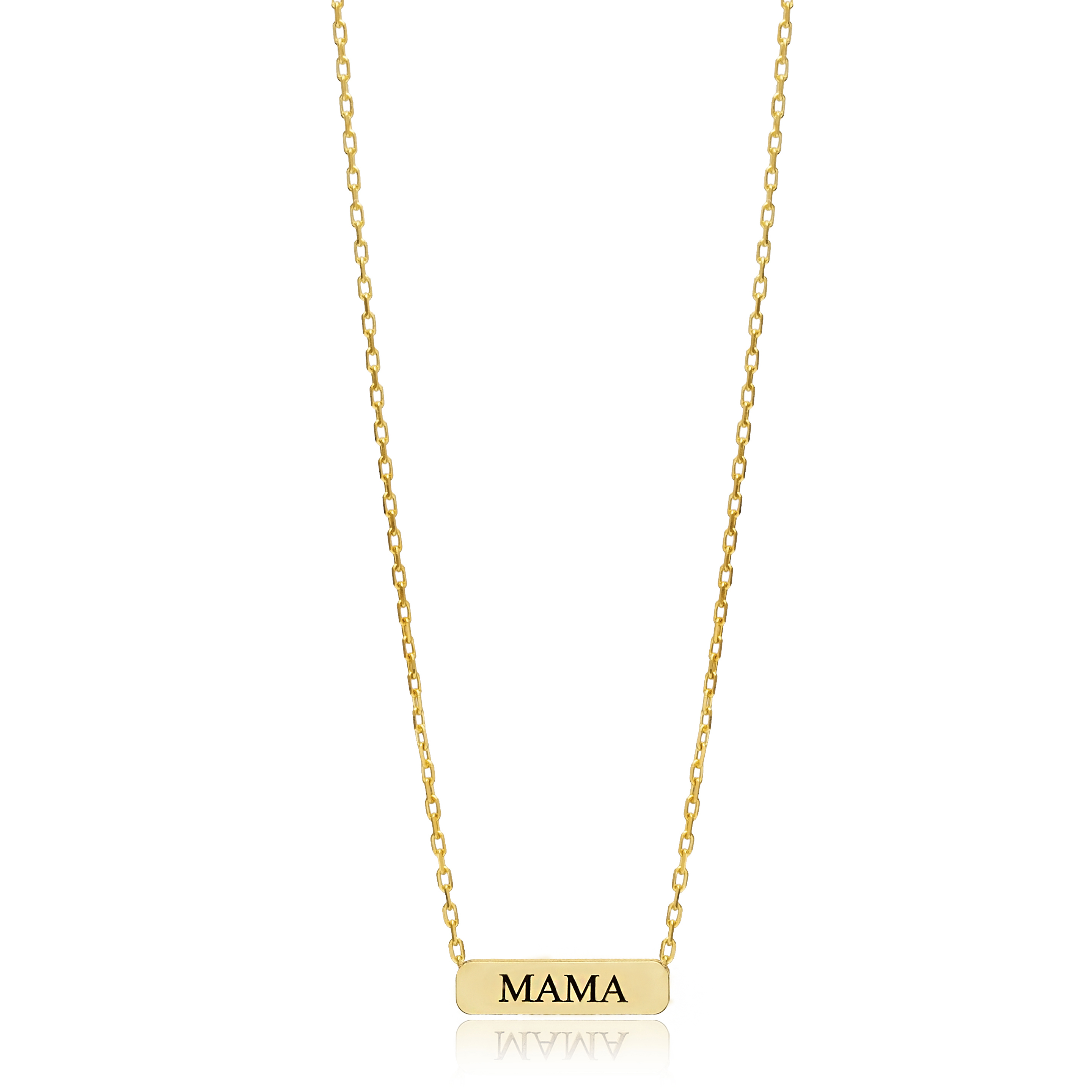 Rectangle Shape Mama Black Ink Women Silver Charm Necklace