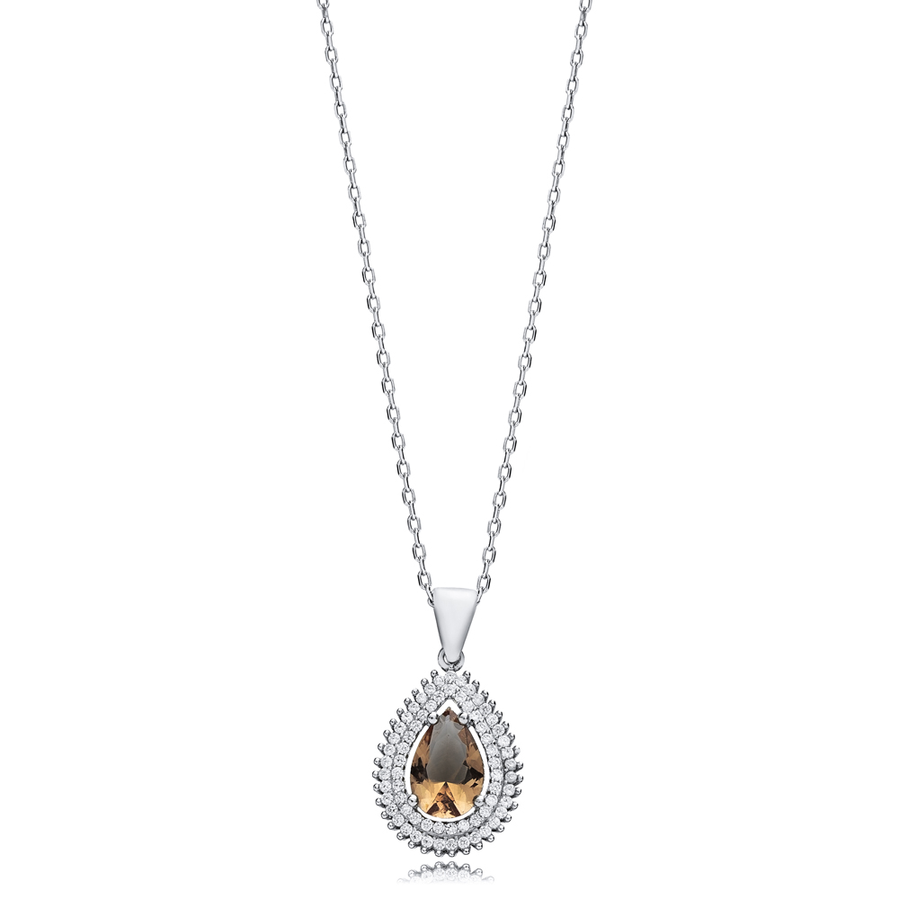 17x22 mm Pear Design Zultanite Silver Charm Necklace