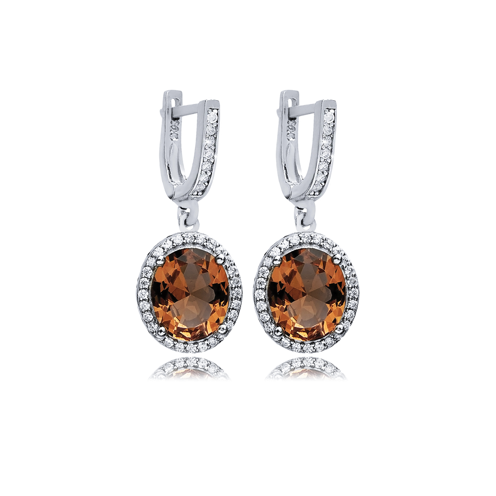 Oval Design Silver Dangle Zultanite Earrings