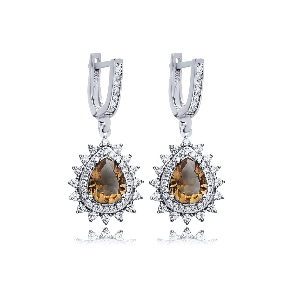 16x19 mm Pear Design Silver Dangle Zultanite Earrings