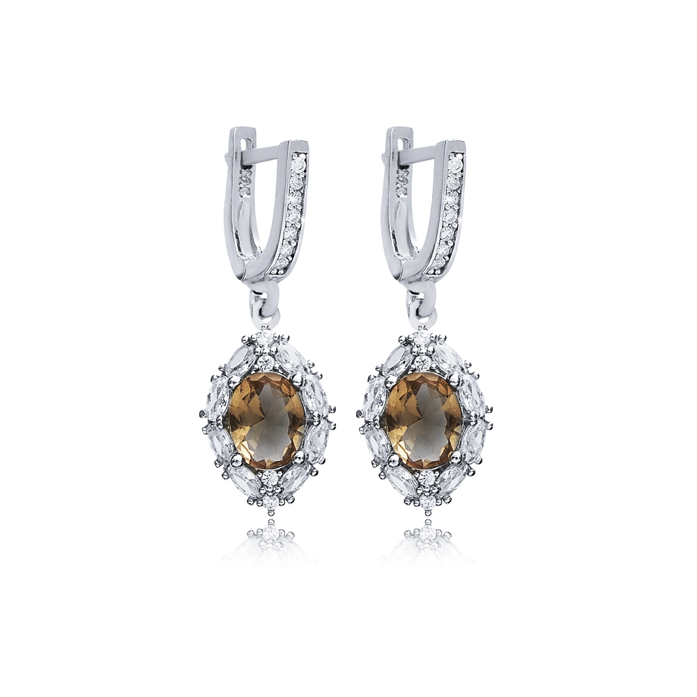 12x17 mm Oval Silver Dangle Zultanite Earrings