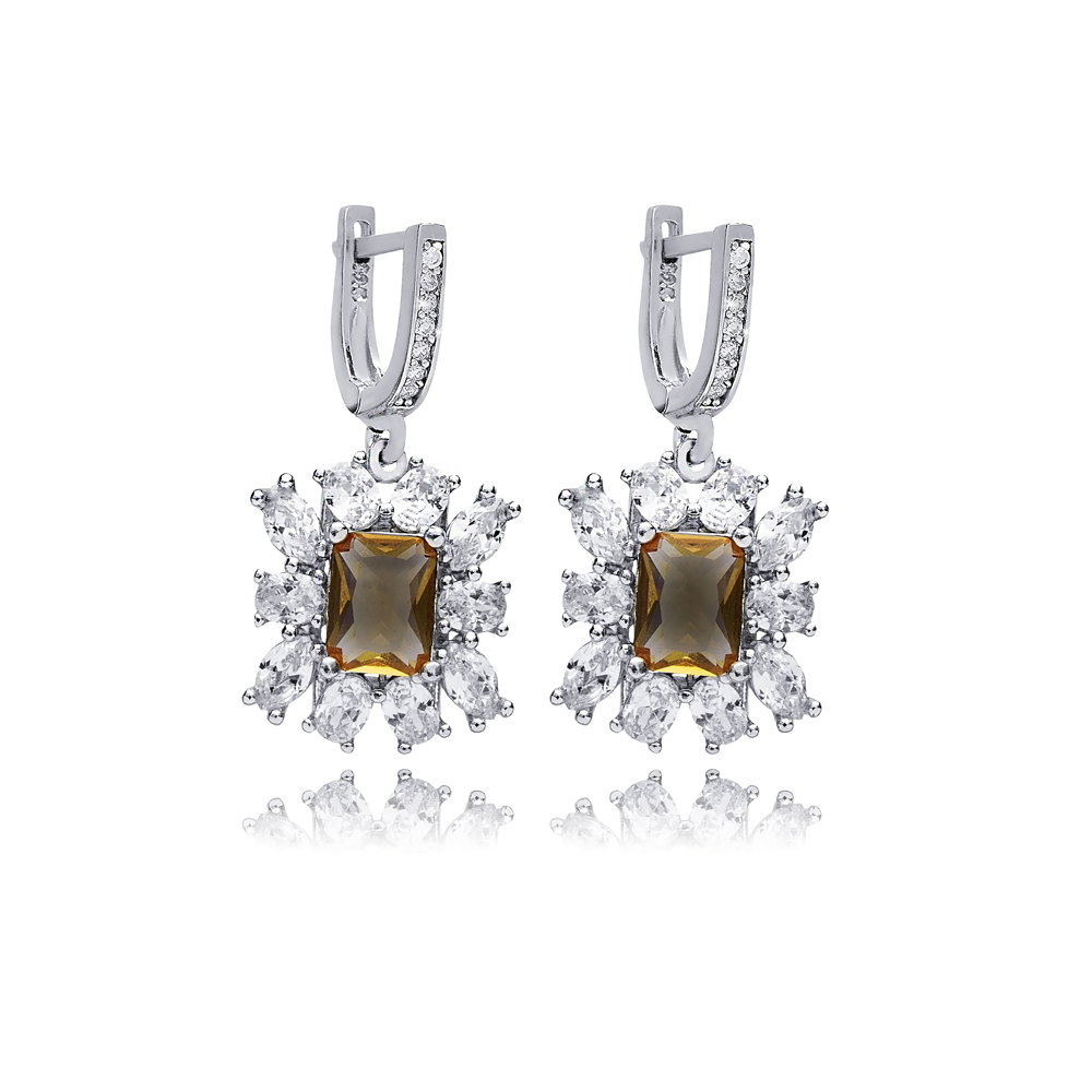 Baguette Stony Design Cluster Zultanite Earrings