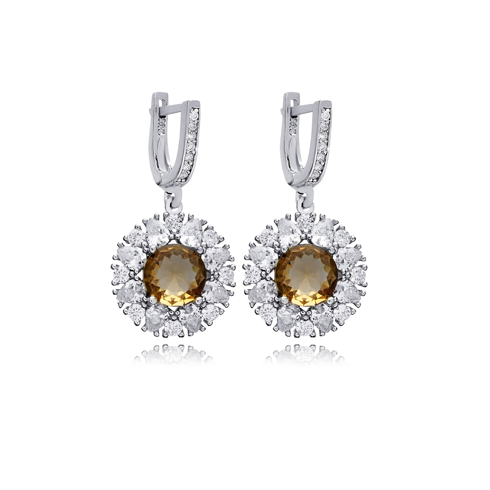 Round Dainty Stony Design Cluster Zultanite Earrings