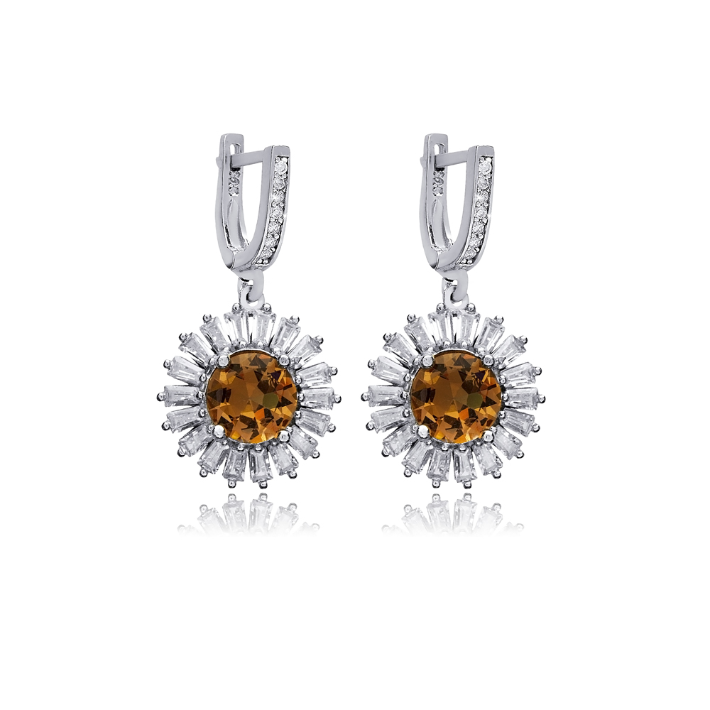 Round Baguette Stony Cluster Zultanite Earrings