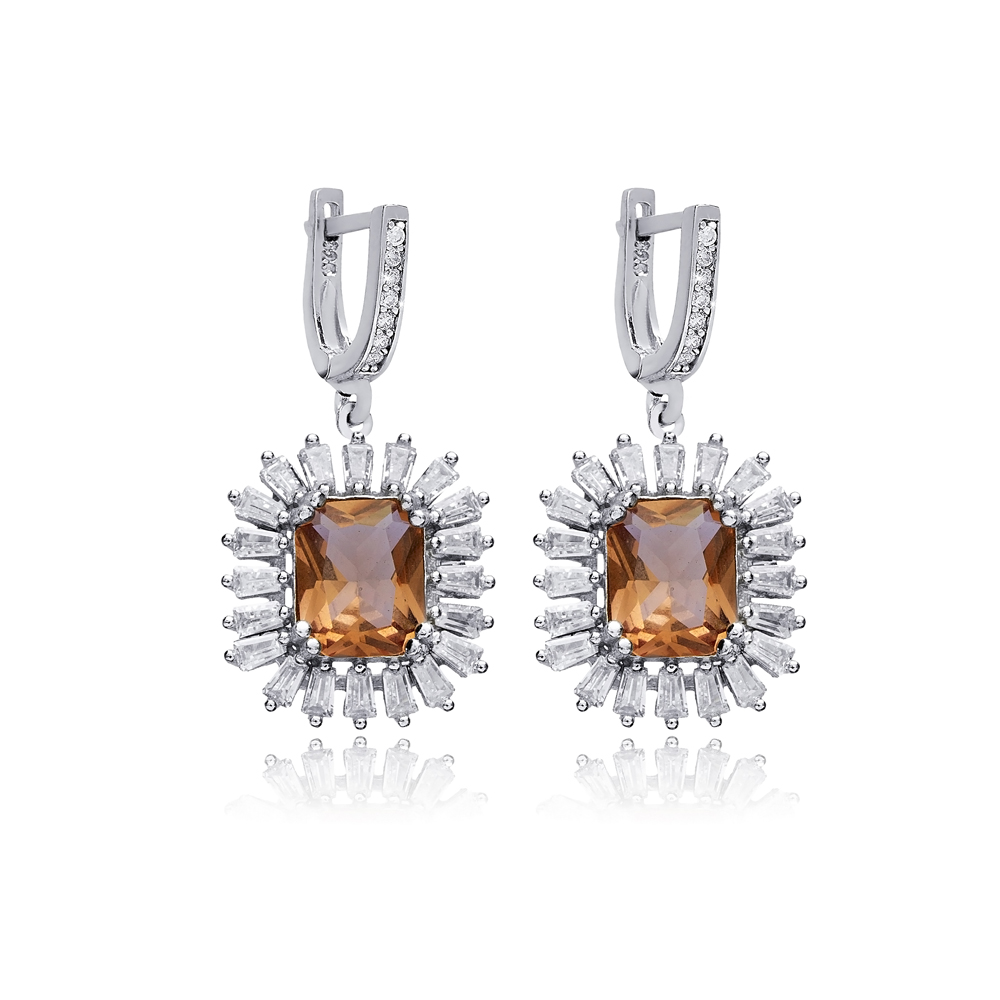 Trendy Baguette Stony Cluster Zultanite Earrings