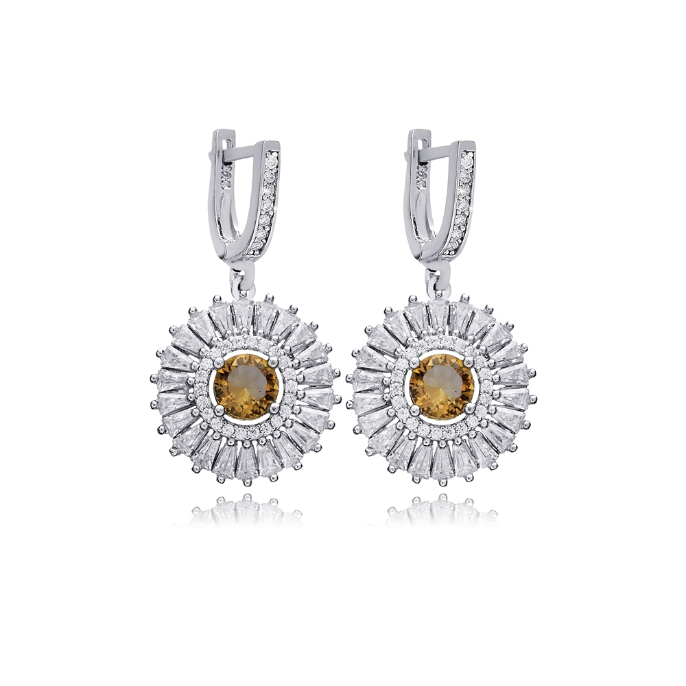 Stony Round Baguette Cluster Zultanite Earrings