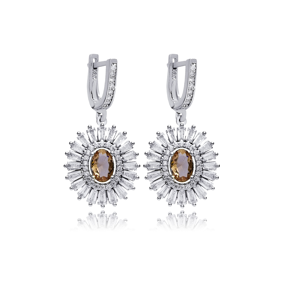 Stony Oval Baguette Cluster Zultanite Earrings
