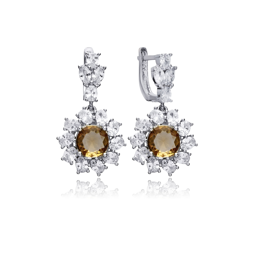 Geometric Round Cluster Stony Zultanite Earrings