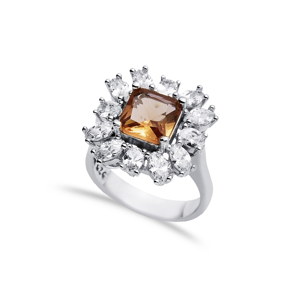 Square Cut Silver Cluster Zultanite Ring