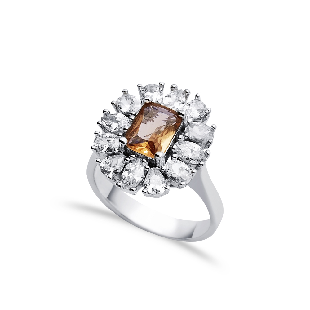 17x18 mm Rectangle Cut Silver Cluster Zultanite Ring