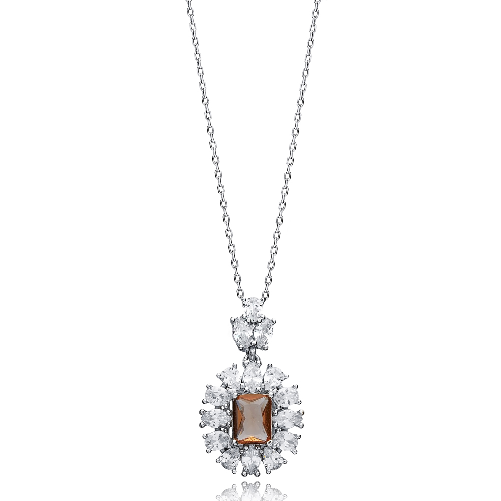 Baguette Stony Geometric CZ Zultanite Necklace