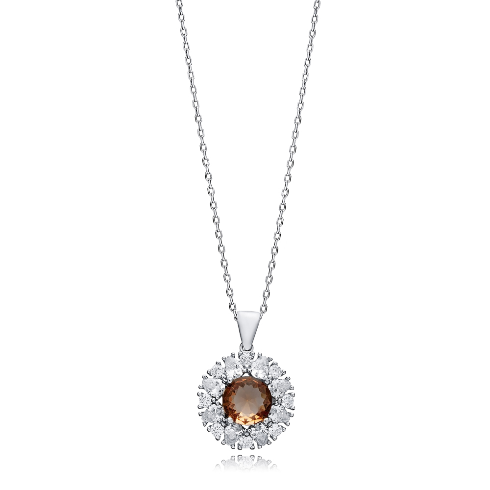 Round Design CZ Stone Stony Zultanite Necklace