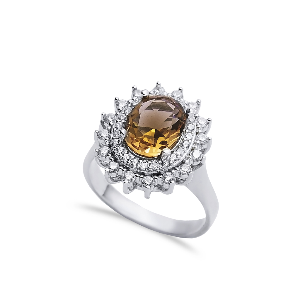 16x18 mm Oval Shiny CZ Stone Zultanite Ring