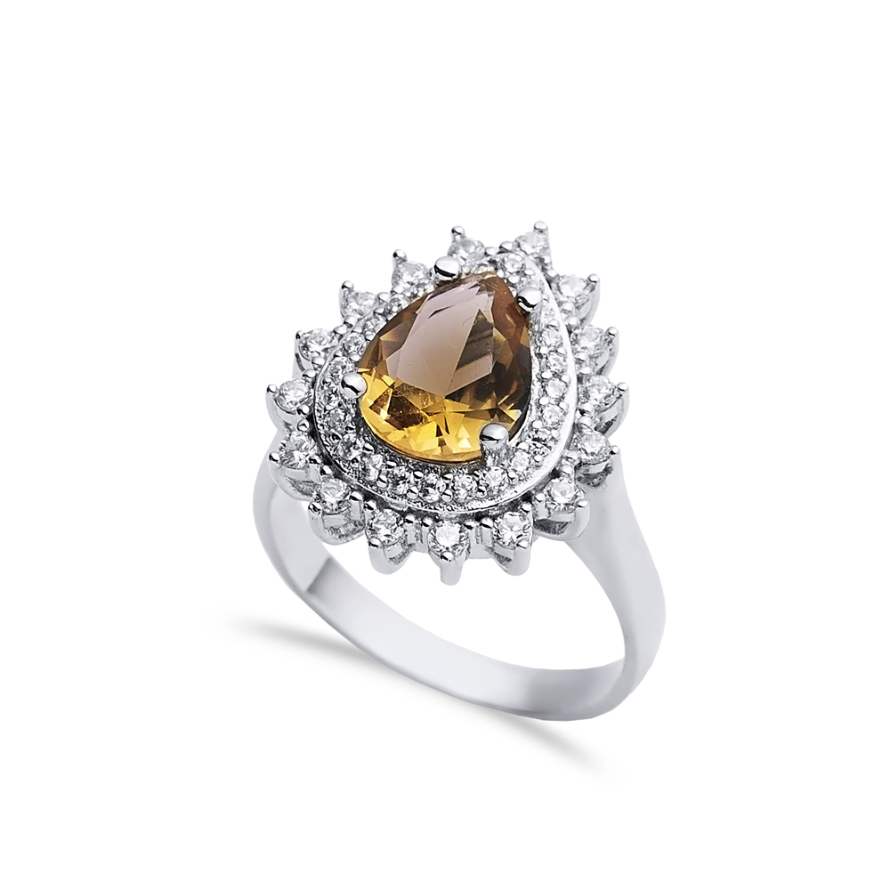 16x19 mm Pear Shiny CZ Stone Zultanite Ring