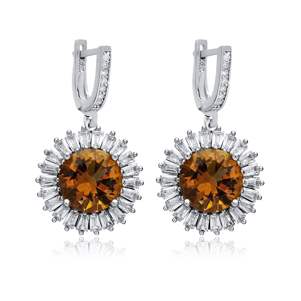 Ø19 Round Design Baguette Zultanite Earrings