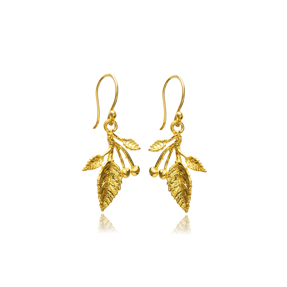 Elegant Leaf Design 22K Vintage Hook Earrings