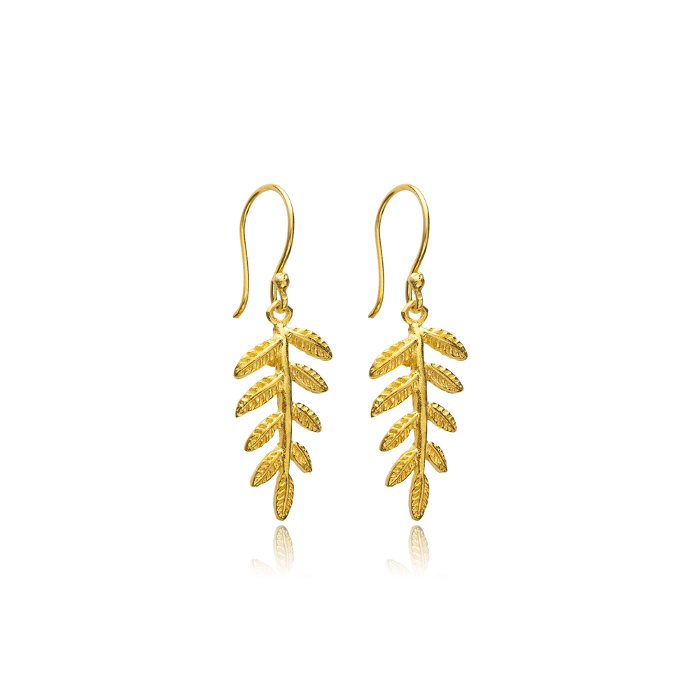 Leaf 22K Gold Plated Vintage Hook Earrings