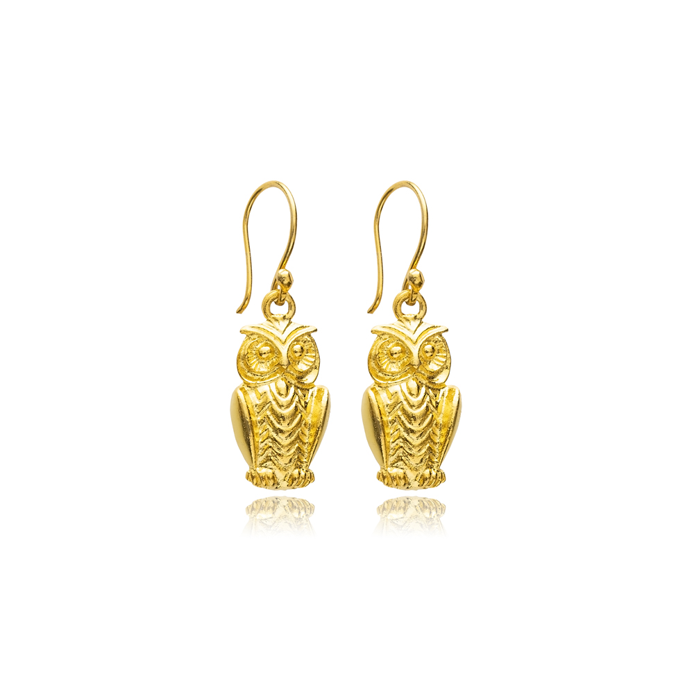 Owl Design 22K Vintage Hook Earrings