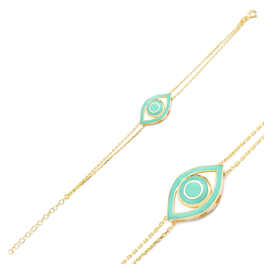 Enamel Evil Eye Design Bracelet Wholesale 925 Sterling Silver Jewelry