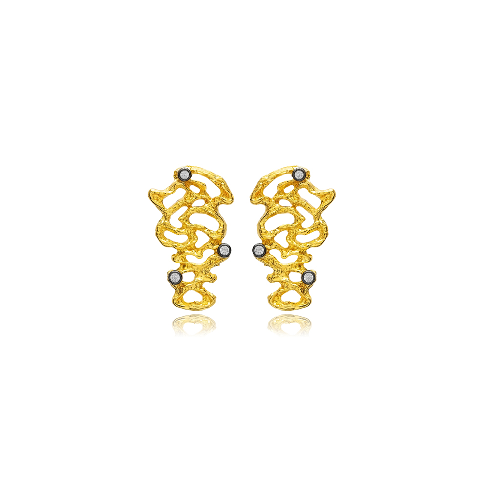 22K Gold Irregular Shape Vintage Earrings