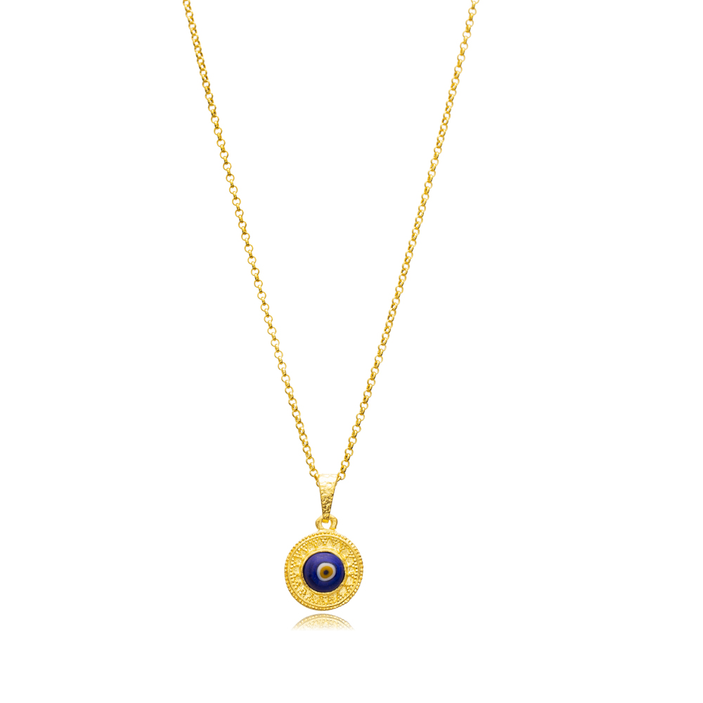 Glass Evil Eye Symbol 22K Vintage Necklace