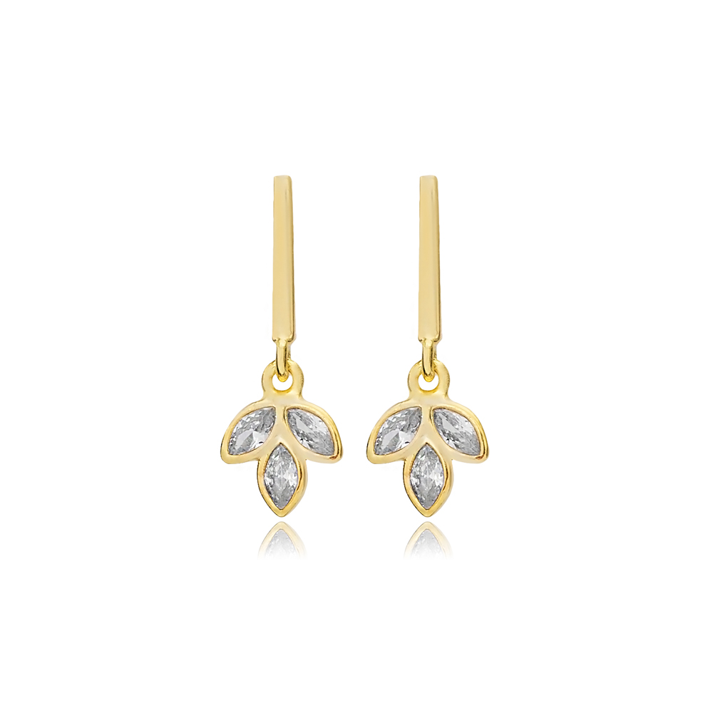 Elegant Flower Bar Silver Stud Earrings