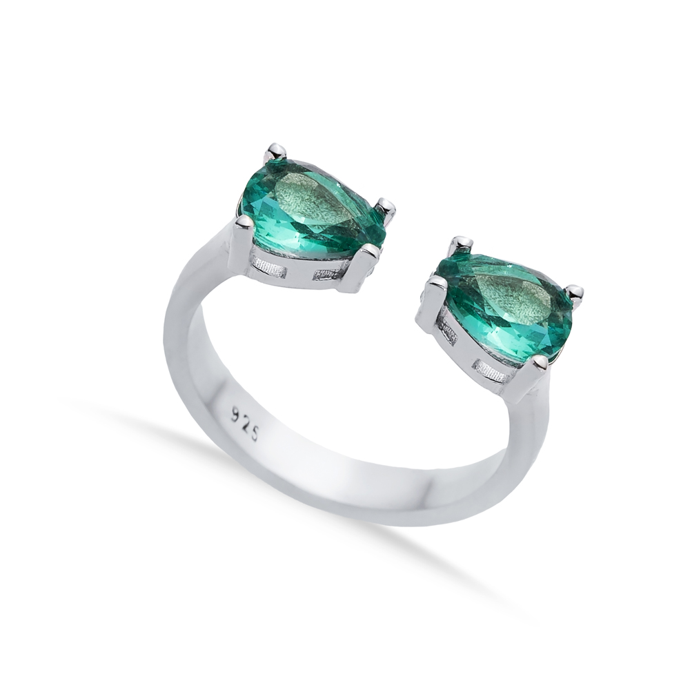 Paraiba Pear Silver Adjustable Ring
