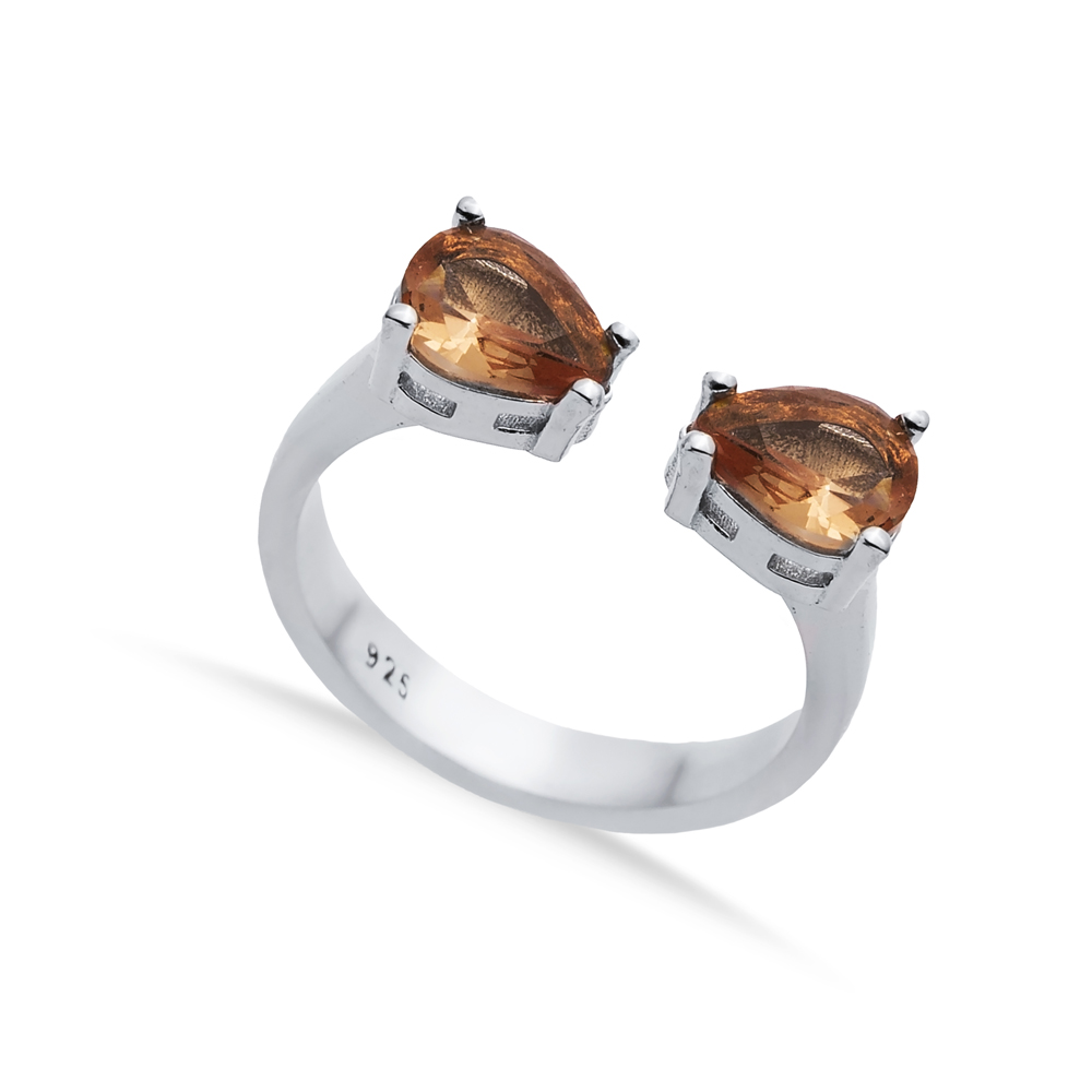 Pear Zultanite CZ Silver Adjustable Ring