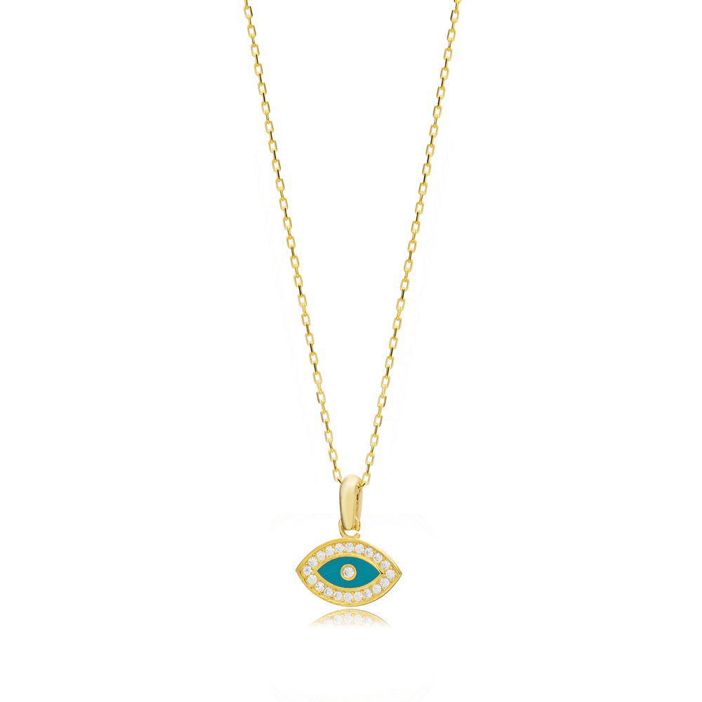 Minimalist Eye Design Enamel Charm Necklace