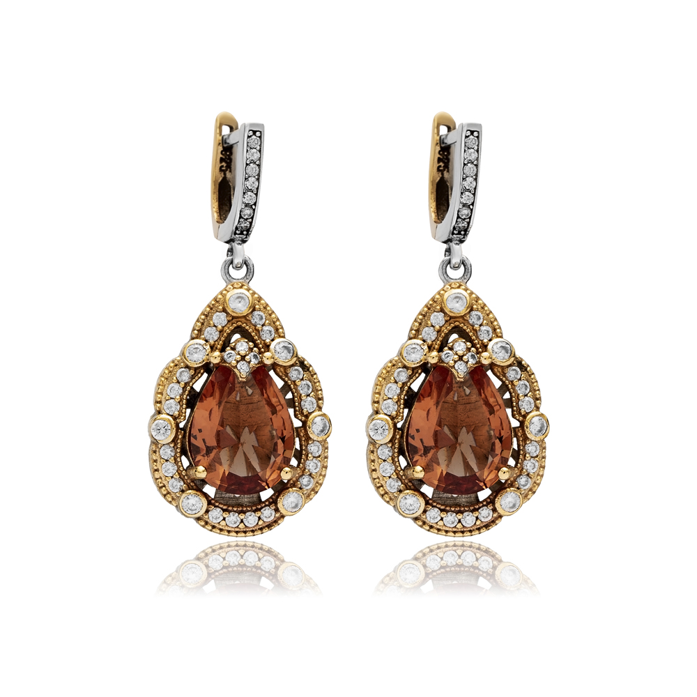 Zultanite CZ Pear Authentic Dangle Earrings