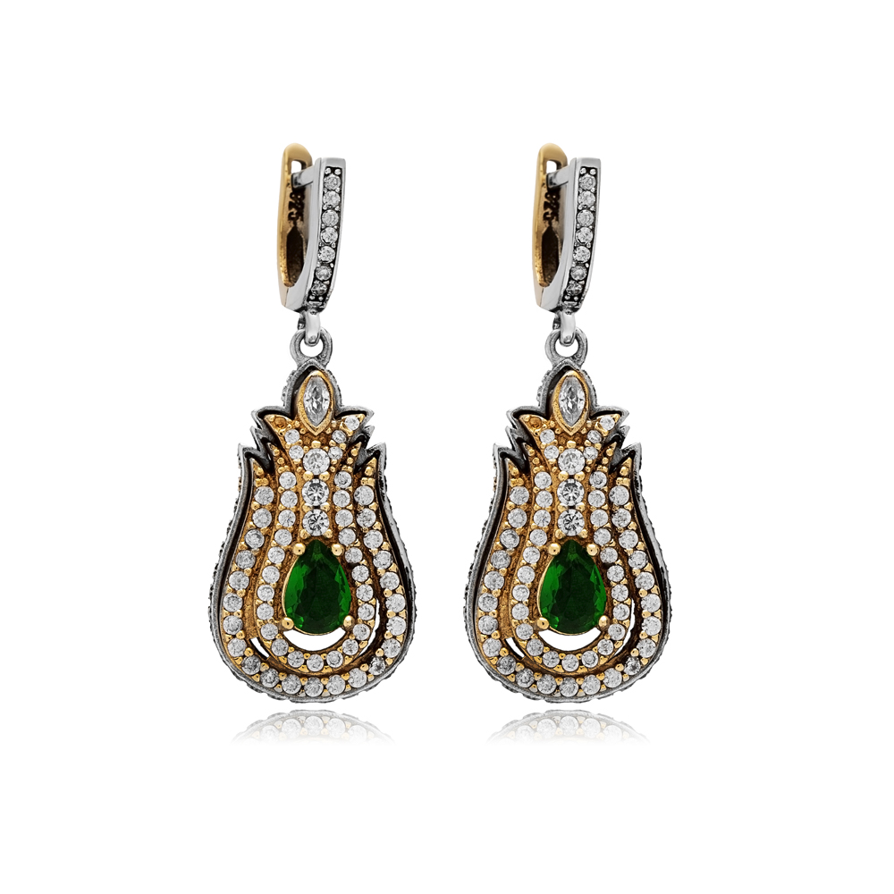 Tulip Emerald Pear Authentic Earrings