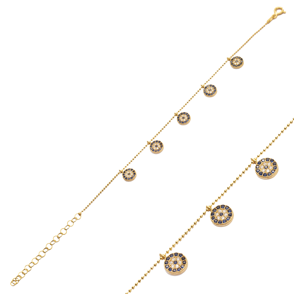 Minimalist Silver Sterling Evil Eye Charm Bracelet
