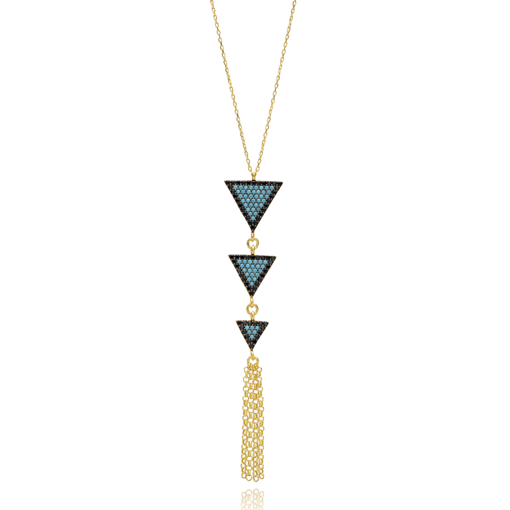 Nano Turquoise Triangle Turkish Wholesale Sterling Handmade Silver Pendant