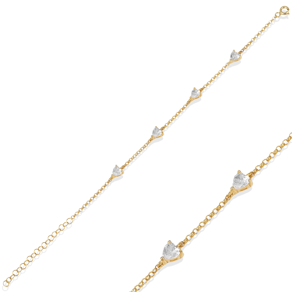 Clear Zircon Stone Heart Design 925 Bracelet