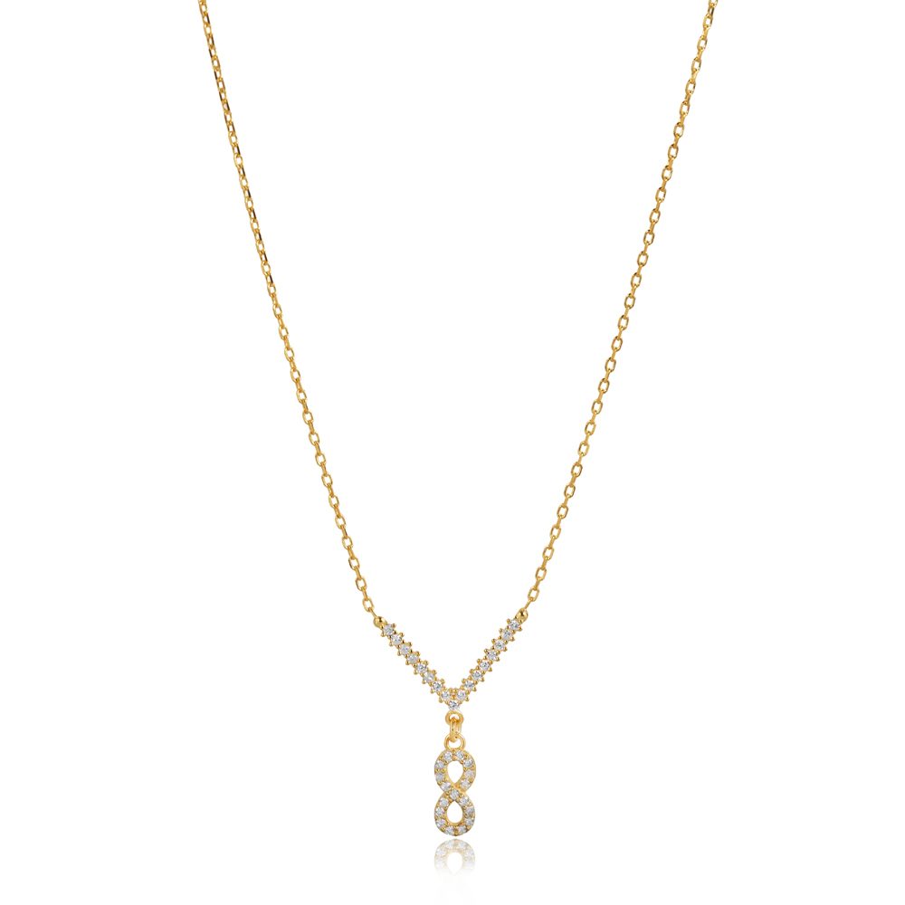 Infinity Design CZ Stone Charm Necklace