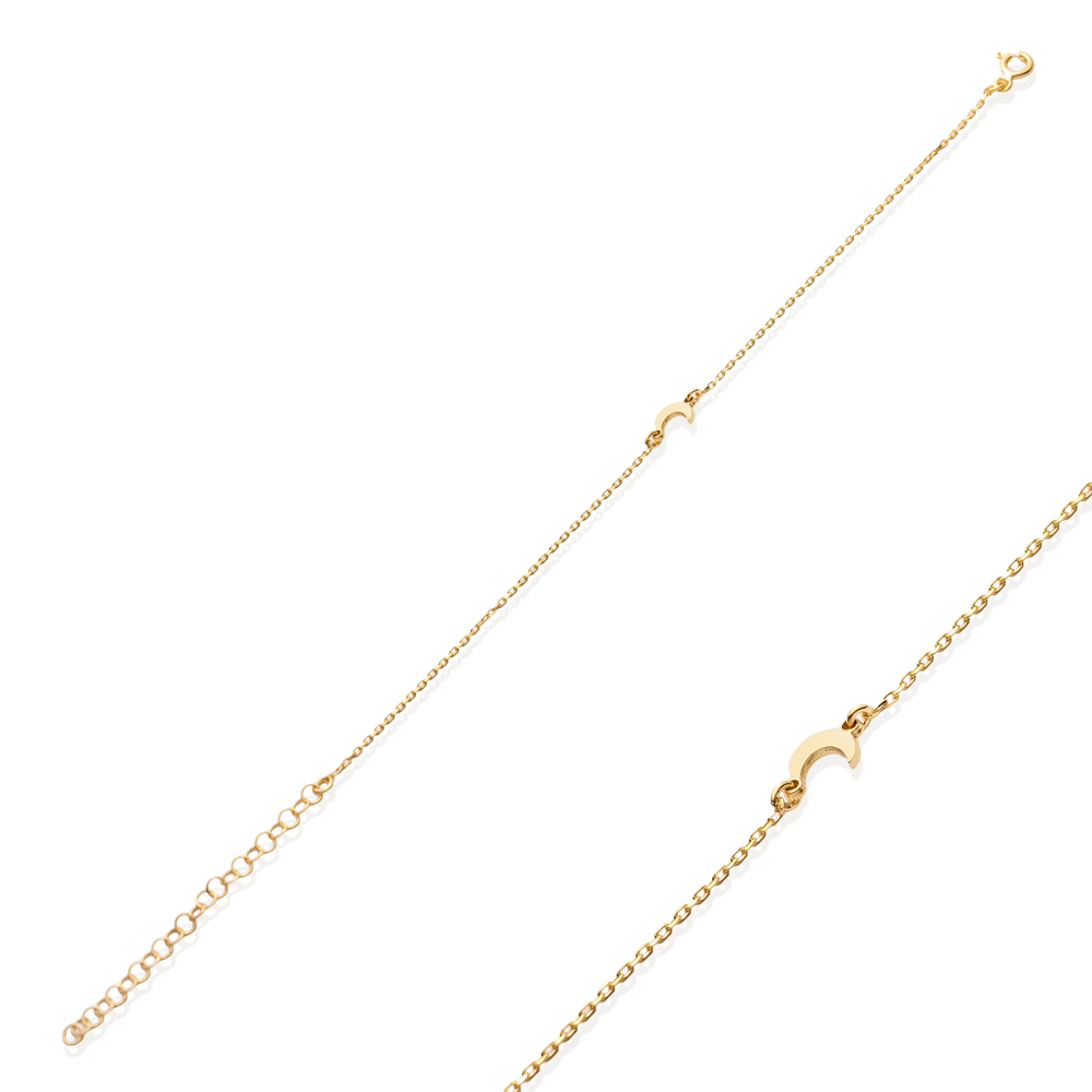 Crescent Plain Design 925 Charm Bracelet