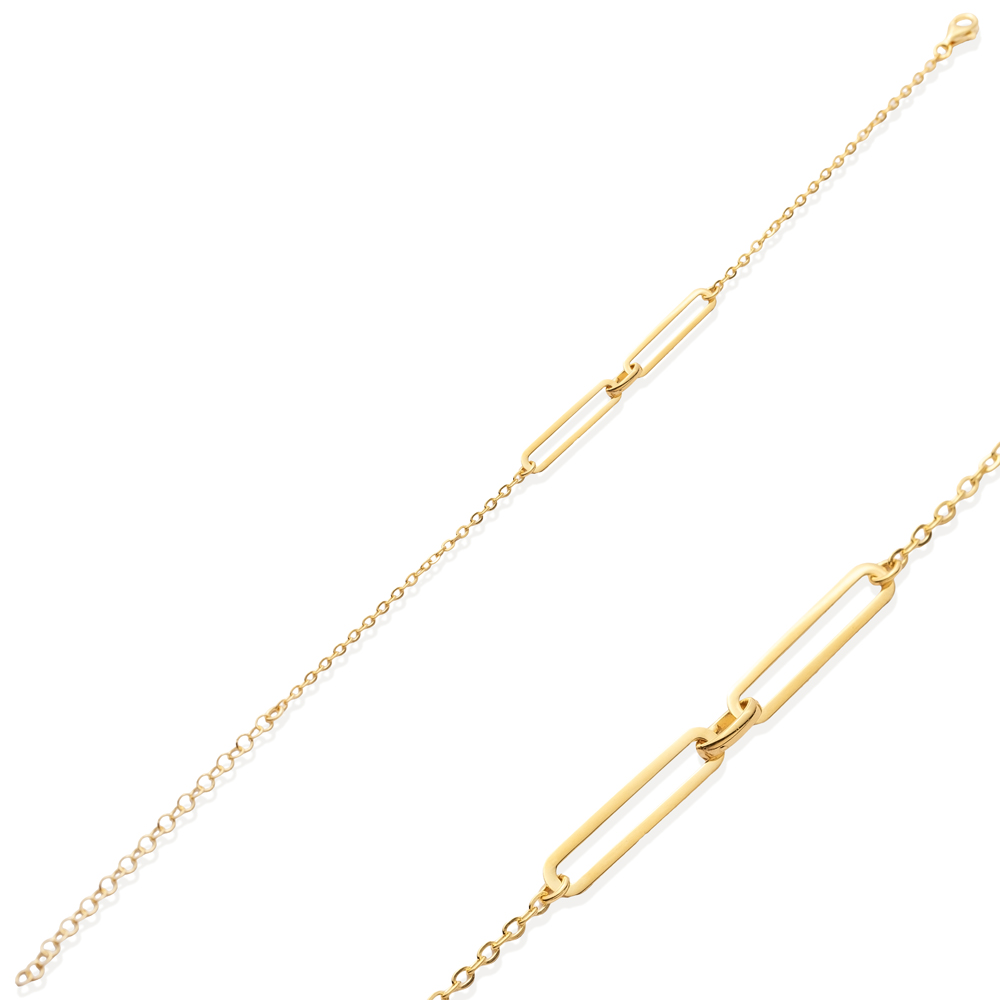 Double Paperclip Design 925 Chain Bracelet