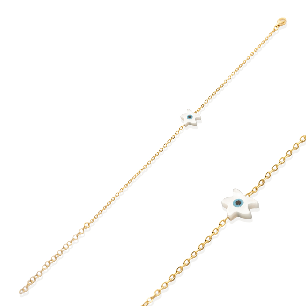 Mother of Pearl Evil Eye 925 Charm Bracelet