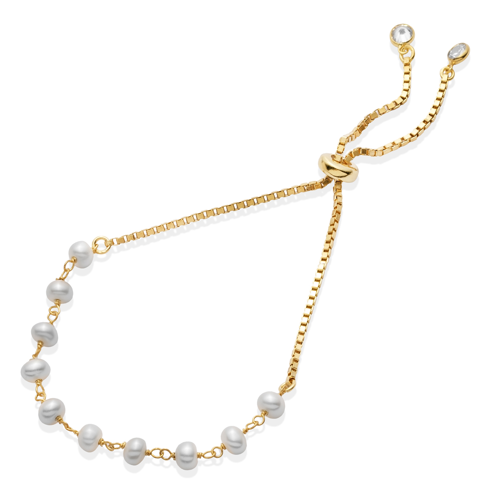 Round Pearl Design 925 Cube Chain Bracelet