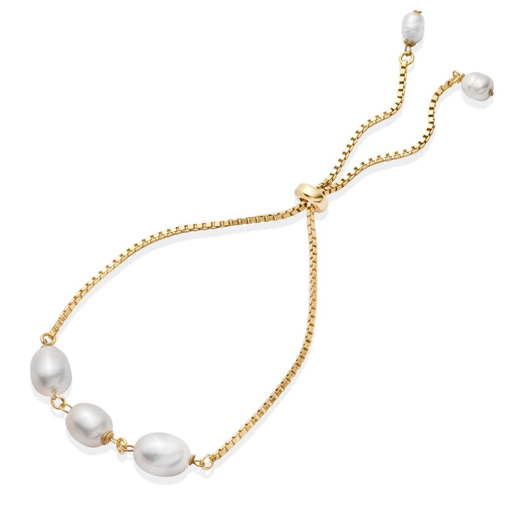 Freshwater Pearl 925 Cube Chain Bracelet