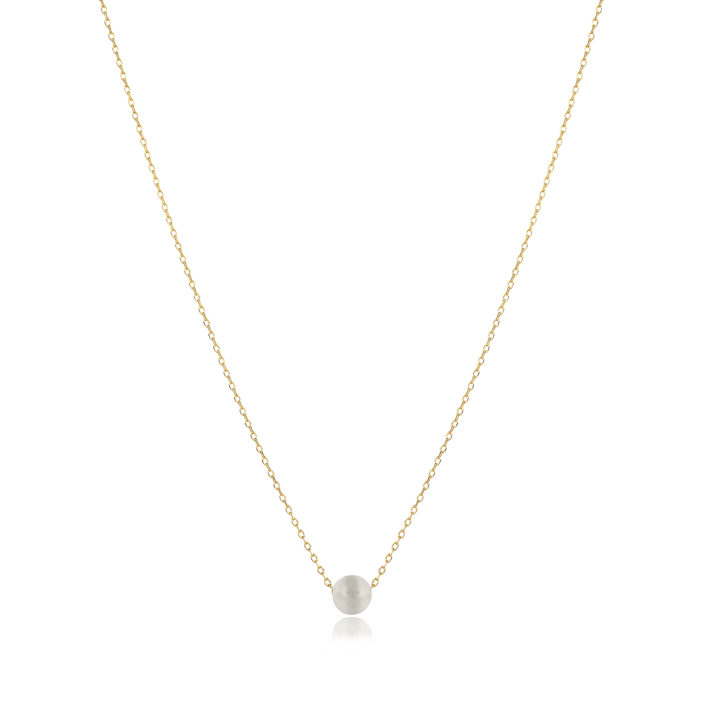 Round White Stone Design Charm Necklace